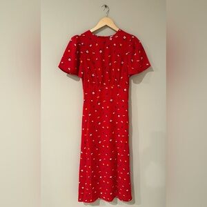 Sugarlips Red Floral-Print Midi Dress